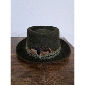 Vtg 50s 60s Brent Forest Olive Army Green Mens Fedora Hat Felted Wool 7 1/4